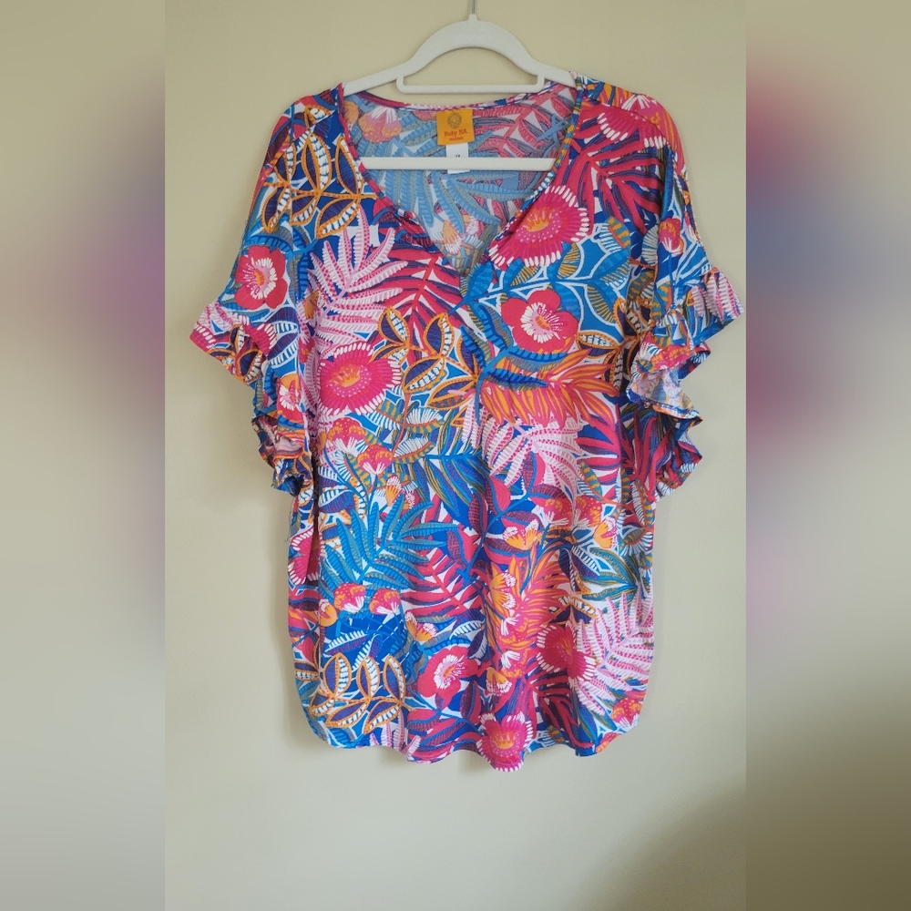 Floral Ruffle Sleeve Top